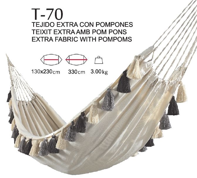 T70 Hamaca tejido extra con pompones